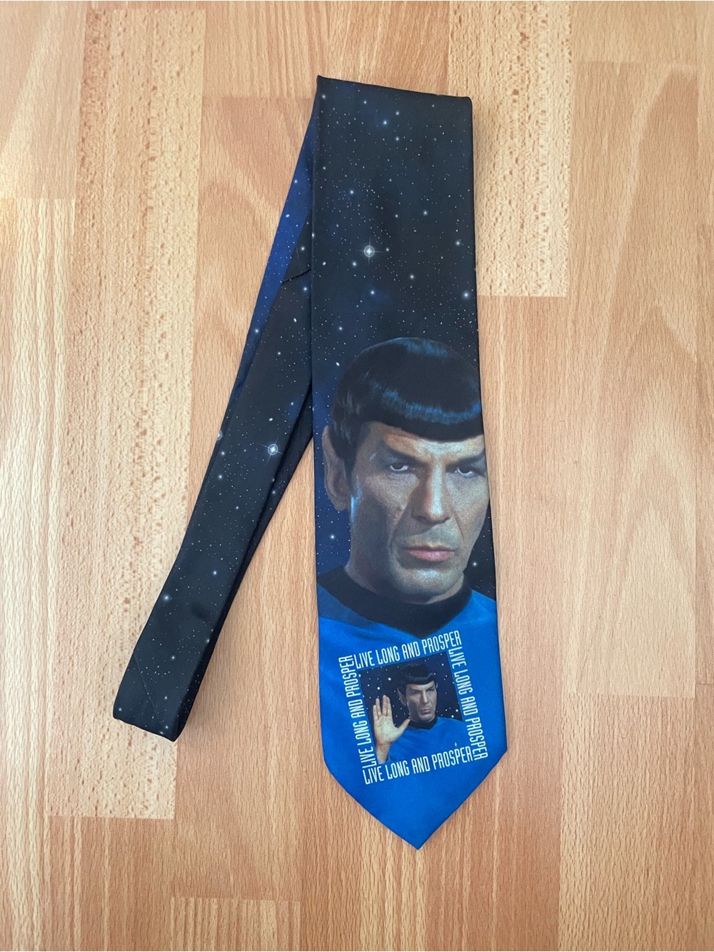 Vintage 1994 Star Trek Spock Live Long & Prosper Ralph Marlin Neck Tie Blue & Bl